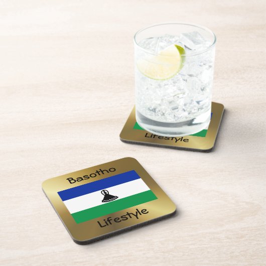 レソト国旗+文字コースター コースター (右側)