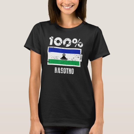 レソト国旗 100人のバソト人の支援 バッテリー充電 Tシャツ (正面)