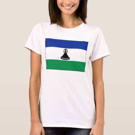 レソト国旗x地図Tシャツ Tシャツ (正面)