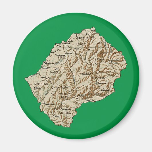 レソト地図マグネット マグネット (正面)