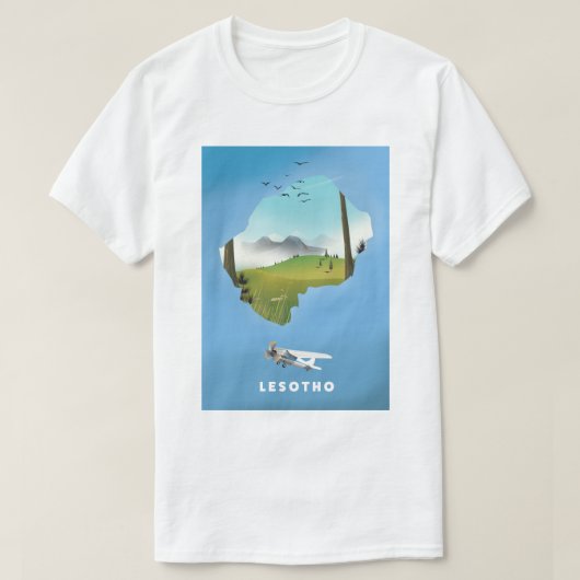 レソト 南アフリカ スキーポスター Tシャツ (デザイン正面)