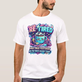 レタイアード ユーモラス コーヒー愛好家 レトロタイポグラフィ Tシャツ