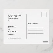 レタエレガントーはっきりしたフォトウェディング日付を保存 箔招待状ポストカード (裏面)