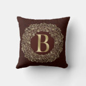 レタエレガントーB金ゴールドと赤ダマスクモノグラム クッション (裏面)