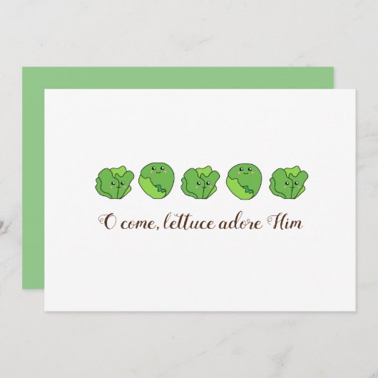 「レタスが彼を慕う」パーソナライズされたクリスマスカード シーズンカード (正面/裏面)