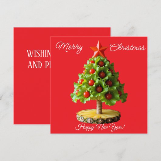 レタスの葉のクリスマスツリー、カスタム  シーズンカード (正面/裏面)