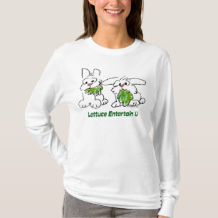レタスはUの漫画のウサギを心に抱きます Tシャツ