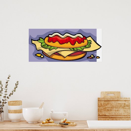 レタスチーズとソースのサンドイッチ ポスター