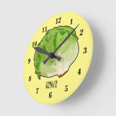 レタス漫画イラストレーション ラウンド壁時計 (傾斜)