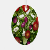 レタス祝 |おもしろいサラダクリスマスプリン メタルオーナメント (正面右)