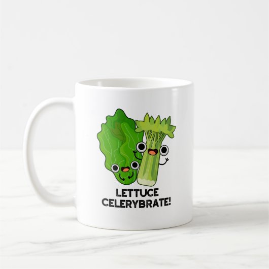 レタスCelerybrate おもしろい Veggie Pun コーヒーマグカップ (左)