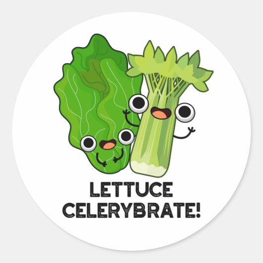 レタスCelerybrate おもしろい Veggie Pun ラウンドシール (正面)
