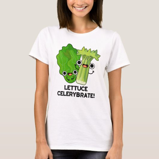 レタスCelerybrate おもしろい Veggie Pun Tシャツ (正面)