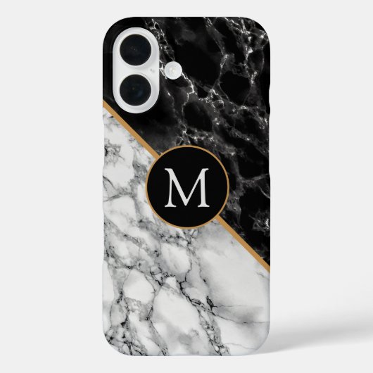 レタパーソナライズされたー白黒大理石iPhoneケース Case-Mate iPhoneケース (裏面)