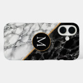 レタパーソナライズされたー白黒大理石iPhoneケース Case-Mate iPhoneケース (裏面 (横))