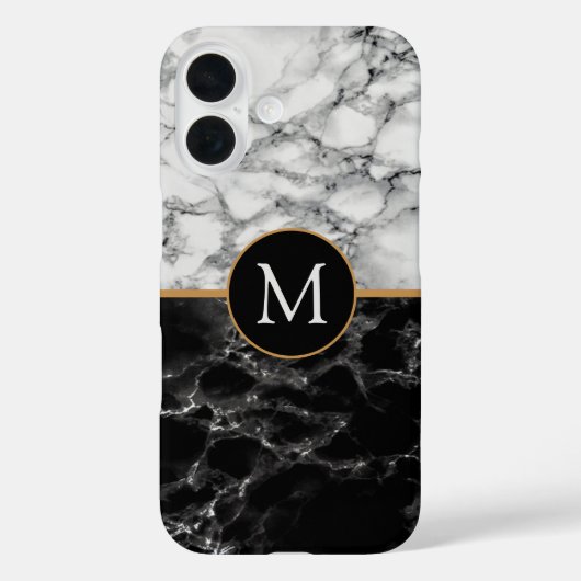 レタパーソナライズされたー白黒大理石iPhoneケース Case-Mate iPhoneケース (裏面)