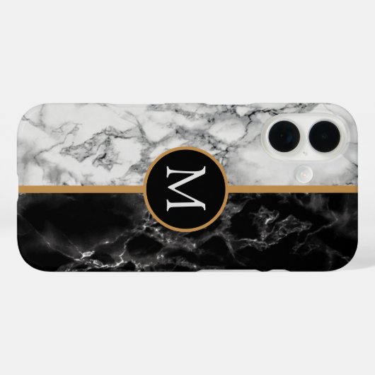 レタパーソナライズされたー白黒大理石iPhoneケース Case-Mate iPhoneケース (裏面 (横))