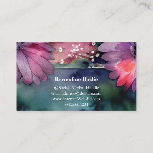 レタモノグラムのーBシンプルシックフローラ水彩 名刺 (裏面)