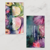 レタモノグラムのーBシンプルシックフローラ水彩 名刺 (正面/裏面)