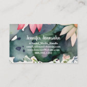 レタモノグラムのーDシンプルシックフローラ水色 名刺 (裏面)