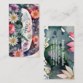 レタモノグラムのーDシンプルシックフローラ水色 名刺 (正面/裏面)