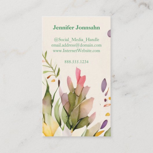 レタモノグラムのーJシンプルシックフローラ水色 名刺 (裏面)