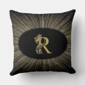 レタモノグラムのーRブラック&金ゴールド装飾用クッション クッション (裏面)