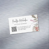 レタリングとQRコードモダン付きボホブーケ マグネット名刺 (インサイチュ)