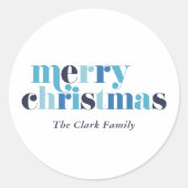レタリングはっきりした「メリー・クリスマス」 ラウンドシール (正面)