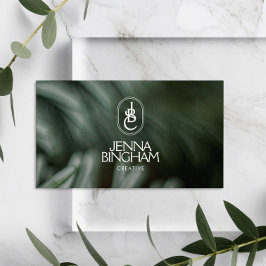 レタリングエレガントモノグラムロゴ濃い緑の写真 名刺