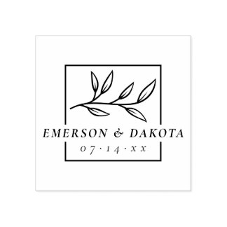 レタリングエレガント植物結婚式の日付を保存 ラバースタンプ