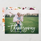 レタリングオーバーレイハッピーサンクスギビング写真 シーズンカード (正面/裏面)