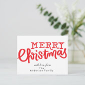 レタリングメリークリスマスホリデー ポストカード (スタンド正面)