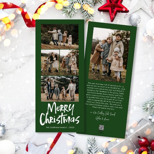 レタリングモダン5スリムフォトメリークリスマス シーズンカード