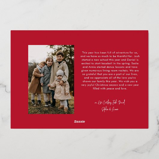 レタリングモダン5枚フォトハッピーホリデー 箔シーズンカード (裏面)