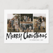 レタリングモダン5枚写真メリークリスマス シーズンポストカード (正面)