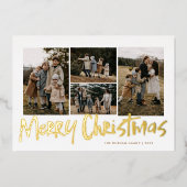 レタリングモダン5枚写真メリークリスマス 箔シーズンカード (正面)