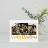 レタリングモダン5枚写真メリークリスマス 箔シーズンポストカード (立ち正面)