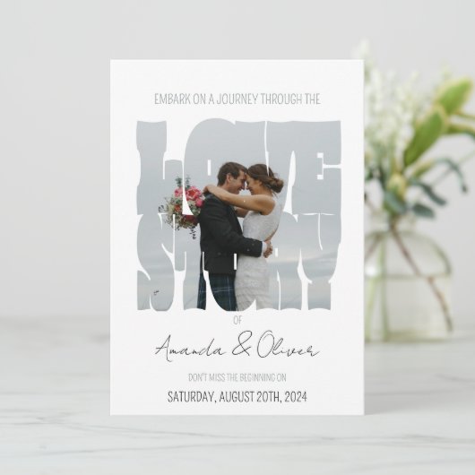 レタリングラブストーリーフォト結婚ズ 招待状 (スタンド正面)