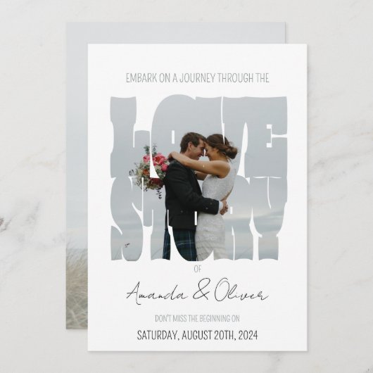 レタリングラブストーリーフォト結婚ズ 招待状 (正面/裏面)