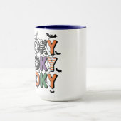 レタリング不気味ウィッチハットとこうもりハロウィーン マグカップ (中央)