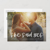 レタリング彼女はYesは日付はがきを保存すると述べた 案内ポストカード (正面/裏面)