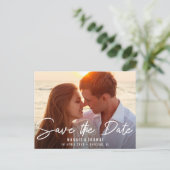 レタリング文字結婚式の日付を保存 ポストカード (スタンド正面)