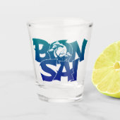 レタリング「盆栽」と盆栽ショットグラス ショットグラス (正面)