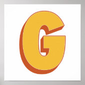 レターアートポスター、Gモノグラム、太字イニシャル ポスター (正面)