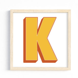 レターアートポスター、Kモノグラム、太字イニシャル ポスター