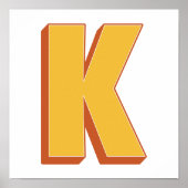 レターアートポスター、Kモノグラム、太字イニシャル ポスター (正面)