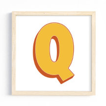 レターアートポスター、Qモノグラム、ボールドタイプイニシャル