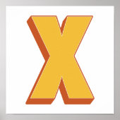レターアートポスター、Xモノグラム、太字イニシャル ポスター (正面)
