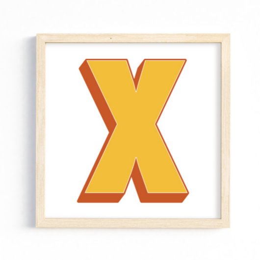 レターアートポスター、Xモノグラム、太字イニシャル ポスター